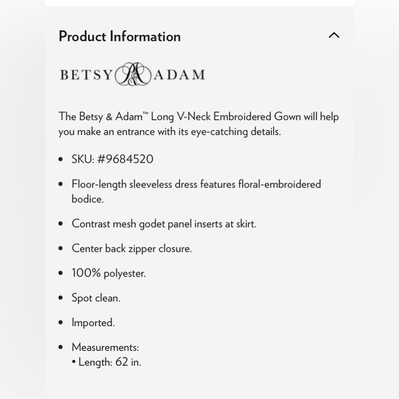 Betsy & Adam Long V-Neck Embroidered Gown. NWT. Size 8. - Picture 5 of 14